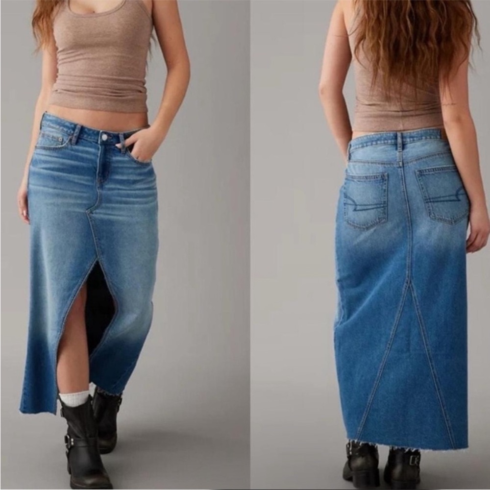 NWT American Eagle Outfitters Women's Low Rise Maxi Jean Skirt